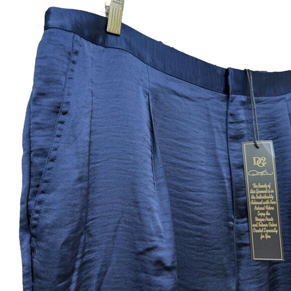DG2 Diane Gilman Satin Cargo Pants Plus Size 18W Blue Straight Leg NWT - Picture 9 of 12